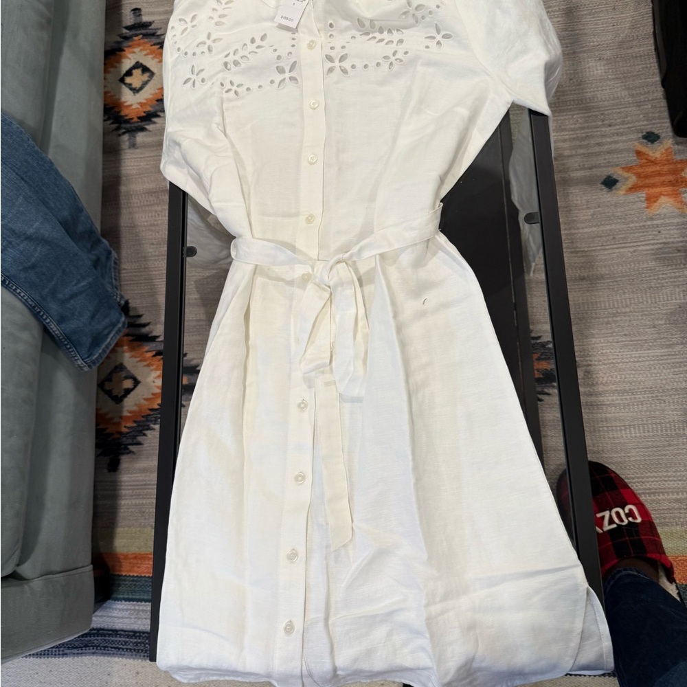 Ann Taylor White Flutter Sleeve Sundress
